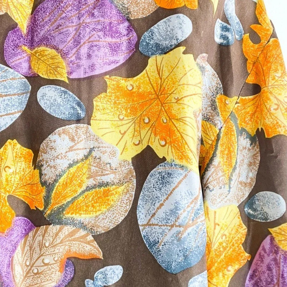 Vintage Carol Horn Silk Colourful Leaf Print Bomber JAcket M - Picture 3 of 6